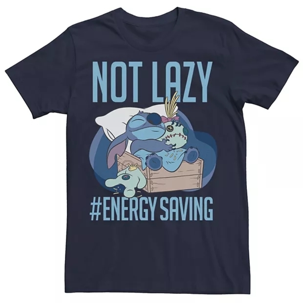 Stitch Not Lazy #EnergySaving Navy Graphic Tee — 3X